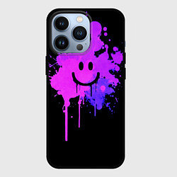 Чехол для iPhone 13 Pro Неоновый улыбающийся смайлик, цвет: 3D-черный