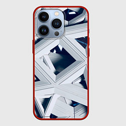 Чехол для iPhone 13 Pro Абстрактное множество металлический пластин, цвет: 3D-красный