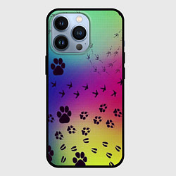 Чехол для iPhone 13 Pro Следы кошек и птиц, цвет: 3D-черный
