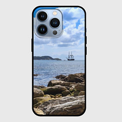 Чехол для iPhone 13 Pro Парусник на горизонте океана, цвет: 3D-черный