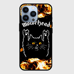Чехол для iPhone 13 Pro Motorhead рок кот и огонь, цвет: 3D-черный