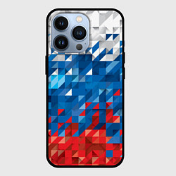 Чехол для iPhone 13 Pro Полигональный флаг России!, цвет: 3D-черный