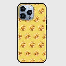 Чехол для iPhone 13 Pro Апельсин Паттерн - Желтая версия, цвет: 3D-черный