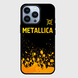 Чехол для iPhone 13 Pro Metallica - gold gradient: символ сверху, цвет: 3D-черный