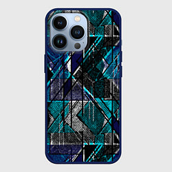 Чехол для iPhone 13 Pro Сине - черная гранжевая абстракция, цвет: 3D-тёмно-синий
