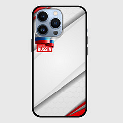 Чехол для iPhone 13 Pro Red & white флаг России, цвет: 3D-черный