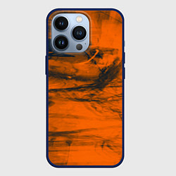 Чехол для iPhone 13 Pro Абстрактная оранжевая поверхность и чёрные тени, цвет: 3D-тёмно-синий