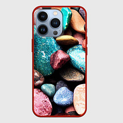 Чехол для iPhone 13 Pro Камни разноцветные, цвет: 3D-красный