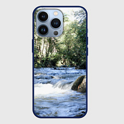 Чехол для iPhone 13 Pro Течёт река в лесу, цвет: 3D-тёмно-синий