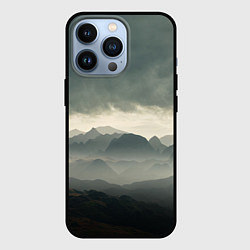 Чехол для iPhone 13 Pro Пасмурная погода в горах Пейзаж, цвет: 3D-черный