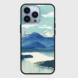 Чехол для iPhone 13 Pro Река в горах - акварельный рисунок, цвет: 3D-черный