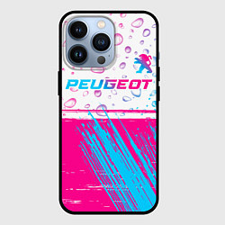 Чехол для iPhone 13 Pro Peugeot neon gradient style: символ сверху, цвет: 3D-черный