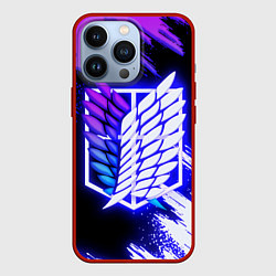 Чехол для iPhone 13 Pro Attack on Titan - logo neon, цвет: 3D-красный