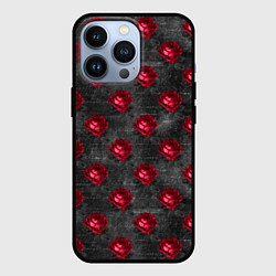Чехол для iPhone 13 Pro Красные бутоны цветов, цвет: 3D-черный