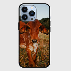 Чехол для iPhone 13 Pro Коровка на поле, цвет: 3D-черный