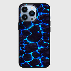 Чехол для iPhone 13 Pro Голубое свечение камней, цвет: 3D-черный