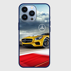 Чехол для iPhone 13 Pro Mercedes AMG V8 Biturbo на трассе, цвет: 3D-тёмно-синий