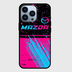 Чехол для iPhone 13 Pro Mazda - neon gradient: символ сверху, цвет: 3D-черный