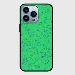 Чехол для iPhone 13 Pro Мраморный зеленый яркий узор, цвет: 3D-черный