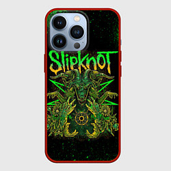 Чехол для iPhone 13 Pro Slipknot green satan, цвет: 3D-красный