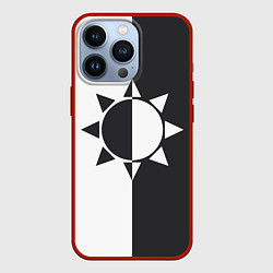 Чехол для iPhone 13 Pro Черно-белое солнце, цвет: 3D-красный