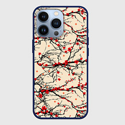 Чехол для iPhone 13 Pro Sakura flowers, цвет: 3D-тёмно-синий