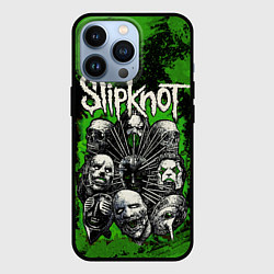 Чехол для iPhone 13 Pro Slipknot green abstract, цвет: 3D-черный