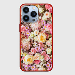 Чехол для iPhone 13 Pro Море из цветов, цвет: 3D-красный