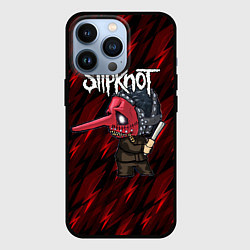 Чехол для iPhone 13 Pro Slipknot красные молнии, цвет: 3D-черный