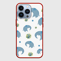Чехол для iPhone 13 Pro Слоник с одуванчиком, цвет: 3D-красный