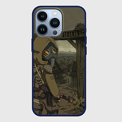 Чехол для iPhone 13 Pro STALKER тень чернобыля нарисованный постер, цвет: 3D-тёмно-синий