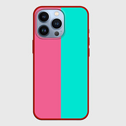 Чехол для iPhone 13 Pro Розово бирюзовый, цвет: 3D-красный