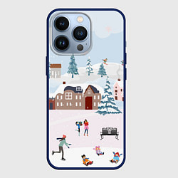 Чехол для iPhone 13 Pro Новый год - каникулы, цвет: 3D-тёмно-синий