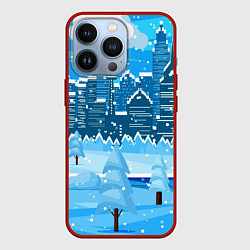 Чехол для iPhone 13 Pro Снежный город, цвет: 3D-красный