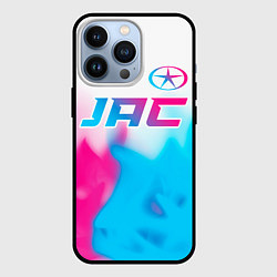 Чехол для iPhone 13 Pro JAC neon gradient style: символ сверху, цвет: 3D-черный