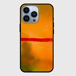 Чехол для iPhone 13 Pro Оранжевый туман и красная краска, цвет: 3D-черный