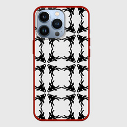 Чехол для iPhone 13 Pro Черные рождественские олени, цвет: 3D-красный