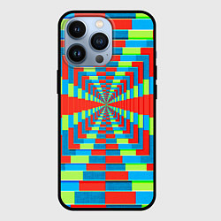 Чехол для iPhone 13 Pro Разноцветный туннель - оптическая иллюзия, цвет: 3D-черный