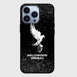 Чехол для iPhone 13 Pro Hollywood Undead с потертостями на темном фоне, цвет: 3D-черный
