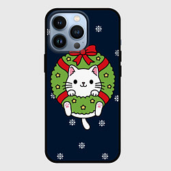Чехол для iPhone 13 Pro Новогодний котик - иллюстрация, цвет: 3D-черный