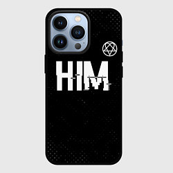 Чехол для iPhone 13 Pro HIM glitch на темном фоне: символ сверху, цвет: 3D-черный