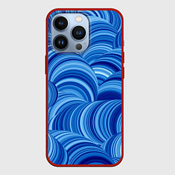 Чехол для iPhone 13 Pro Дуговой шлейф - синий паттерн, цвет: 3D-красный