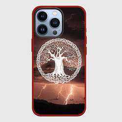 Чехол для iPhone 13 Pro Yggdrasil white rune, цвет: 3D-красный