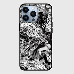 Чехол для iPhone 13 Pro Человек бензопила манга страницы, цвет: 3D-черный