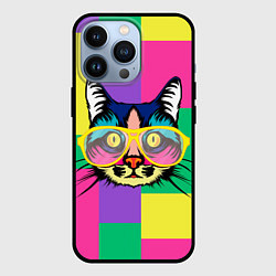 Чехол для iPhone 13 Pro Кот в стиле поп-арт, цвет: 3D-черный