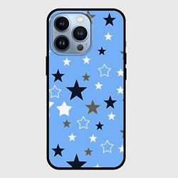 Чехол для iPhone 13 Pro Звёзды на голубом фоне, цвет: 3D-черный