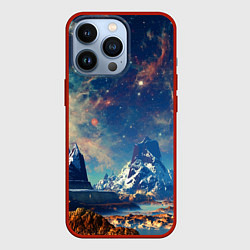 Чехол для iPhone 13 Pro Горы и бескрайний космос, цвет: 3D-красный