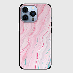 Чехол для iPhone 13 Pro Розовые и голубые линии и краски, цвет: 3D-черный
