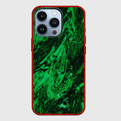 Чехол для iPhone 13 Pro Зелёные краски во тьме, цвет: 3D-красный