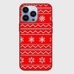 Чехол для iPhone 13 Pro Winter snowflakes, цвет: 3D-красный